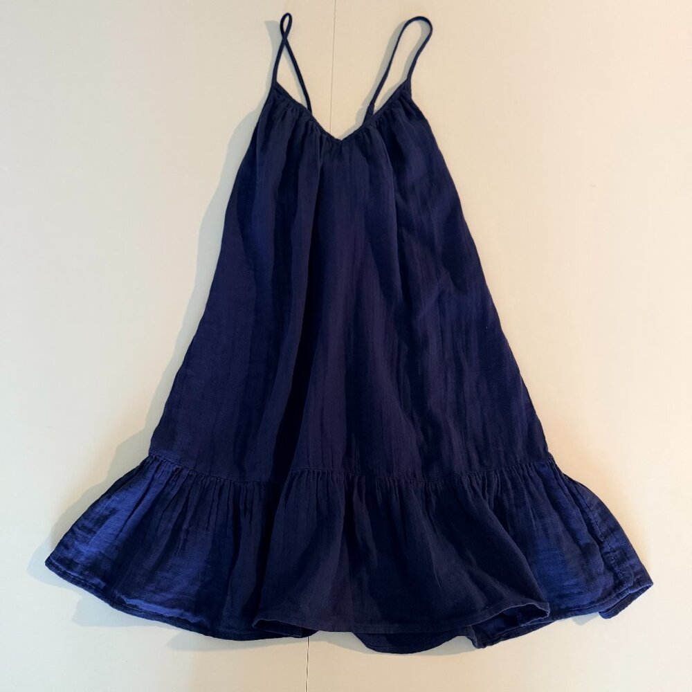 Vineyard Vines 100% Cotton Navy Smocked Babydoll Sundress XS Casual Beach Resort